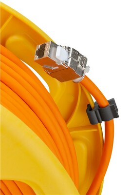 S/FTP (PiMF) Patchkábel LSOH 90m drôt cat.7a, AWG23, 10GBase-T, oranžový, meď, prenosný na bubne