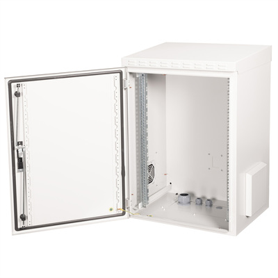 19" Rack na stenu 16U, sivý, 891x600x450mm (HxWxD), RAL7035, IP55, vonkajší, odnímateľné bočnice