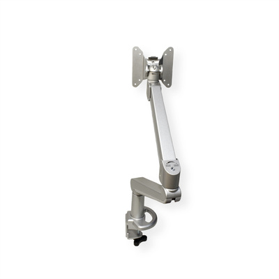 Držiak pre monitor na stôl, úchyt o dosku, pneumatický, max 8kg, rameno 486mm VESA 75/100 strieborný