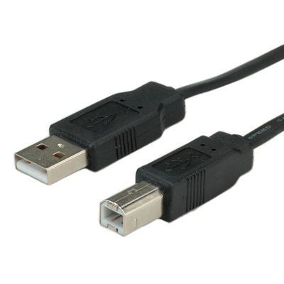 Kábel USB 2.0 A-B M/M 0.8m, High Speed, čierny, plochý