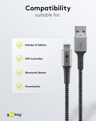 Kábel USB 2.0 Typ C AM/CM 0.5m, High Speed, Power Delivery 60w 20V3A, čierny/sivý