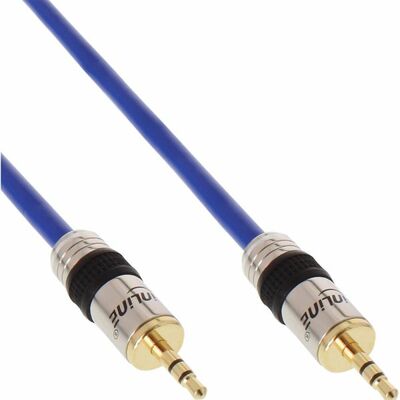 Kábel 3,5mm stereo jack M/M 15m, modrý, pozl. konektor, Premium
