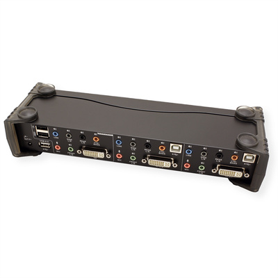 KVM switch/prepínač 2PC, DVI-D, USB, USB hub, audio 5.1, Hotkeys, Pushbuttons