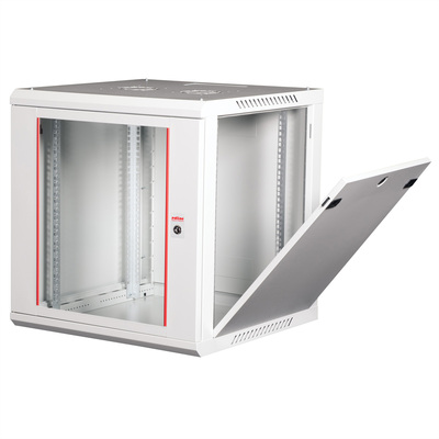 19" Rack na stenu 12U, sivý, 645x600x600mm (HxWxD), odnímateľné bočnice