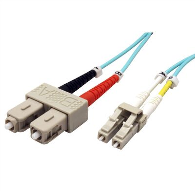 Fiber kábel LC-SC, 3m Duplex OM3(50/125µm), 2.8mm, tyrkysový