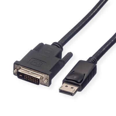 Kábel DisplayPort na DVI-D M/M 1m, jednosmerný, max. 1920x1200@60Hz, LSOH, čierny