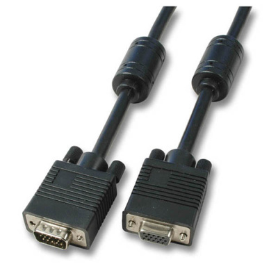 Kábel VGA,15m, predlžovací, tienený, DDC+, ferrit, HQ, čierny