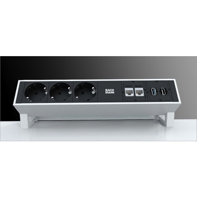 DESK2 2xUTE 230V, 1xCustom, nabíjačka (USB C, 30W), 0.2m kábel 1.5mm², GST18, biely/čierny