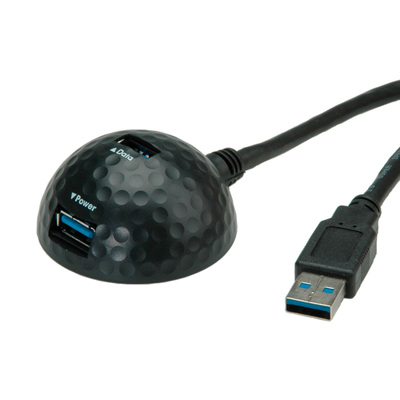Kábel USB 3.2 Gen 1, A-A M/F 1.5m, 5Gbps, predlžovací, čierny, ťažítko s magnetom