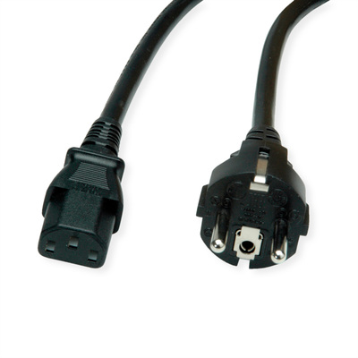 Kábel sieťový 230V, vidlica (CEE7/7) priama - C13, 1.8m, 0.75mm², 10A, čierny