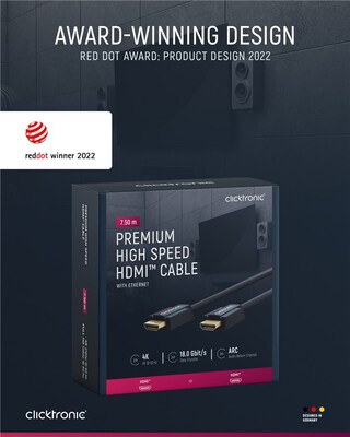 Kábel HDMI M/M 7.5m, High Speed+Eth, 4K@60Hz, HDMI 2.0, 18G, pozl. konektor, modrý, C