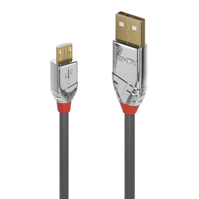 Kábel USB 2.0 A-MICRO-B M/M 1m, High Speed, sivý, Cromo Line, pozl. kon