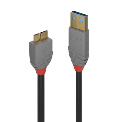Kábel USB 3.2 Gen 1, A-MICRO-B(3.0) M/M 3m, 5Gbps, čierny, Anthra Line, pozl. kon.
