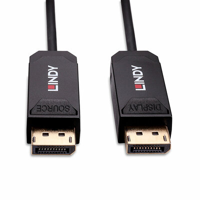 Kábel DisplayPort M/M 40m, 8K@60Hz, DP v2.0, 40Gbit/s, UHBR10, čierny, jednosmerný, aktívny, optický