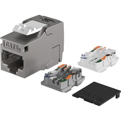 Konektor Keystone cat.6a, tienený, strieborný, beznástrojový (toolless), SlimLine/ShortBody, GHMT