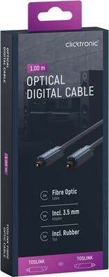 Kábel Toslink audio optický SPDIF prepojovací M/M 1m, ø6.0mm, modrý, ClickTronic