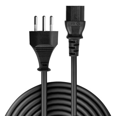 Kábel sieťový 230V, vidlica (SEV1011) Švajčiarsko priama - C13, 5m, 1.00mm², 10A, čierny