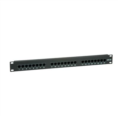 19" Patch panel 24port cat.5e, netienený, 1U, čierny