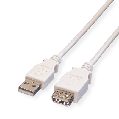 Kábel USB 2.0 A-A M/F 0.8m, High Speed, predlžovací, biely