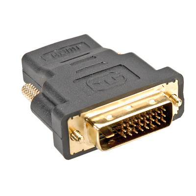 Adaptér HDMI/DVI-D F/M, priamy, 1920x1200@60Hz, čierny, pozl. konektor