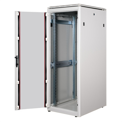 19" Rack na podlahu 32U, 1609x600x800mm (HxWxD), PRO, sklenené dvere, sivý
