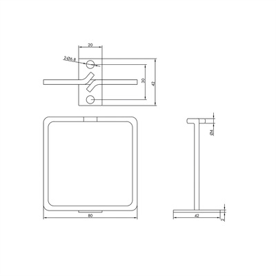 19" vyväzovacie oko 80x80mm, nerez, predný vstup