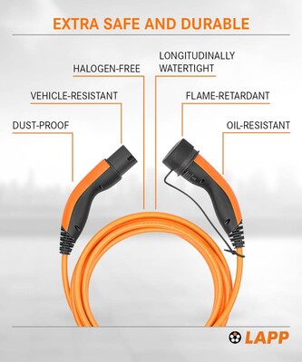 Kábel LAPP nabíjací pre elektromobily Type 2, 7m, 22kW, 32A, 3 fázy, oranžový