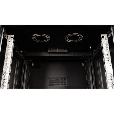 19" Rack na stenu 7U, čierny, 418x600x600mm (HxWxD), RAL9005, PRO, otočný (2-dielny)