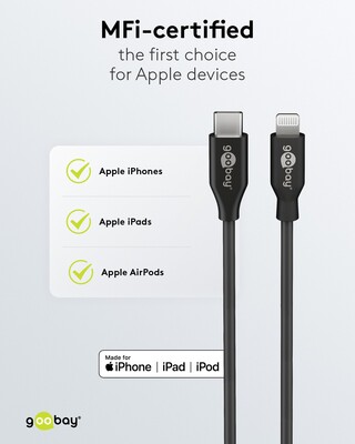 Kábel USB 3.2 Gen 1, Typ C CM/"Lightning" pre Apple, 2m, High Speed, čierny s MFI cert.