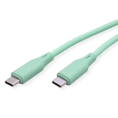 Kábel USB 2.0 Typ C CM/CM 1m, High Speed, PD 60w 20V3A, zelený, pozl. konektor, flexibilný