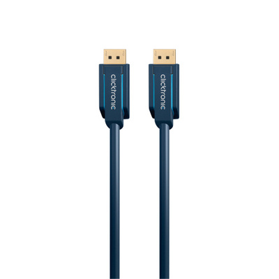 Kábel DisplayPort M/M 5m, 4K@60Hz, DP v1.2, 21.6Gbit/s, modrý, pozl. konektor, ClickTronic