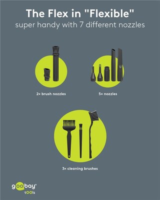 Bezdrôtový mini vysávač Superior, 120W, 7 trysiek a 3 kefky na čistenie kancelárskych potrieb a auta