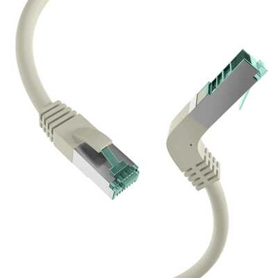 S/FTP (PiMF) Patchkábel LSOH 0.5m cat.6a, sivý, Cu, zahnutý (1x90°)