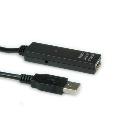 Kábel USB 2.0 A-A M/F 30m, High Speed, čierny, AKTÍVNY