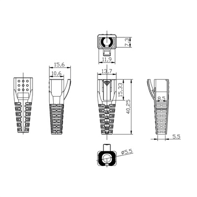 Krytka na konektor RJ45, pre ø 5.5 až 8.5mm, žltá, 10ks/bal