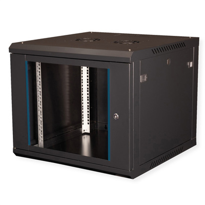 19" Rack na stenu 9U, čierny, 512x600x600 mm (HxWxD), odnímateľné bočnice