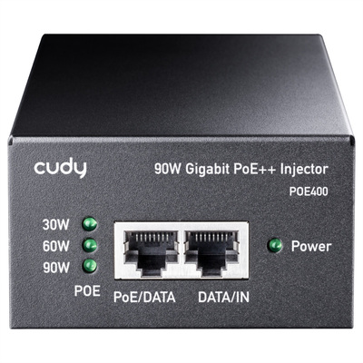 PoE+ Injector, Gigabit, 1port, 90W, 802.3af/at, čierny, CUDY