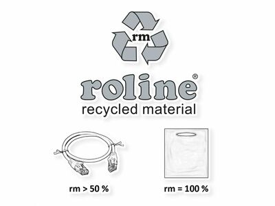UTP Patchkábel 1m cat.6a, biely, Cu, Roline Recycled Material