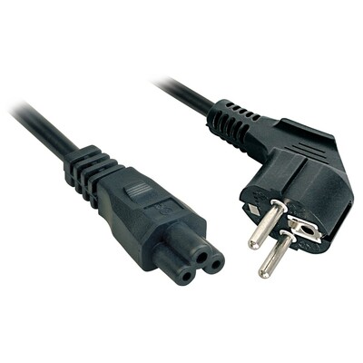 Kábel sieťový 230V pre notebook, vidlica (CEE7/7) lomená - C5, 5m, 1.00mm², 2.5A, čierny