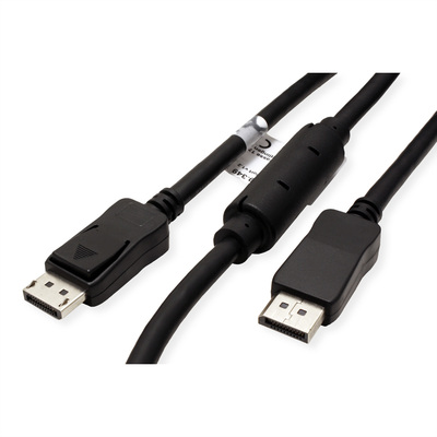 Kábel DisplayPort M/M 15m, 4K@60Hz, DP v1.2, 21.6Gbit/s, aktívny, jednosmerný, čierny, pozl. konekt