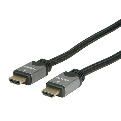 Kábel HDMI M/M 3m, High Speed+Eth, 4K@30Hz, Silver, čierny, G pozl. konektor