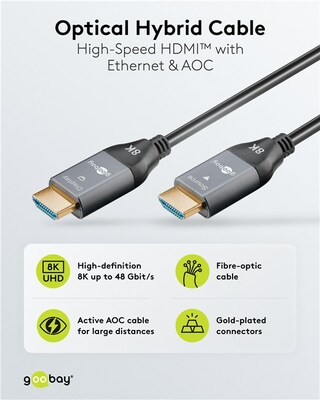 Kábel HDMI M/F 20m, Ultra High Speed+Eth, 8K@60Hz, HDMI 2.1, 48G, G pozl. kon., čierny