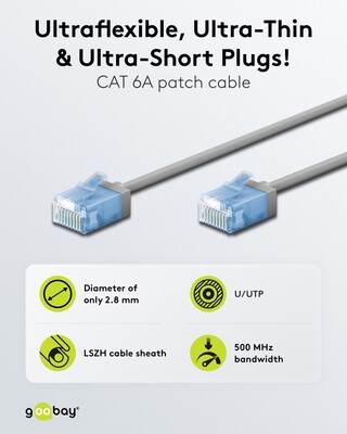 UTP Patchkábel LSOH TPE 7.5m cat.6a, sivý, slim, Cu, Flex Cable, Eco obal