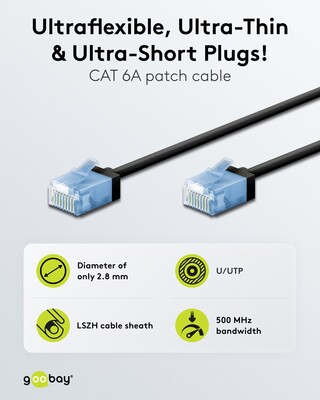 UTP Patchkábel LSOH TPE 7.5m cat.6a, čierny, slim, Cu, Flex Cable, Eco obal