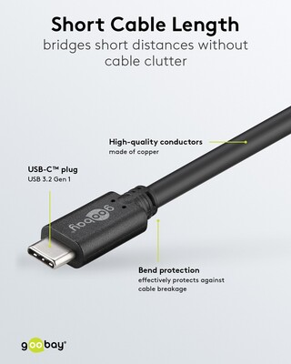 Kábel USB 3.2 Gen 1, Typ C CM/CM 0.5m, 5Gbps, PD 60w 20V3A, čierny