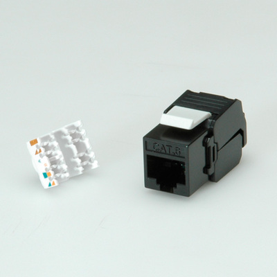Konektor Keystone cat.6, netienený, čierny plast, beznástrojový (toolless)