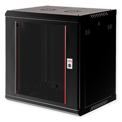 19" Rack na stenu 12U, čierny, 645x600x450mm (HxWxD), odnímateľné bočnice