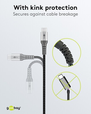 Kábel USB 2.0 Typ C CM/CM 2m, High Speed, Power Delivery 60w 20V3A, čierny/sivý