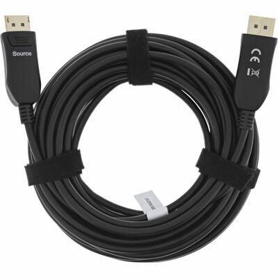 Kábel DisplayPort M/M 10m, 10K@60Hz, DP v2.1, 54Gbit/s, čierny, jednosmerný, aktívny, optický