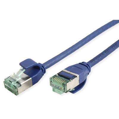 U/FTP Patchkábel TPE 1m cat.6a, modrý, slim, Cu, Flex Cable, Roline Recycled Material